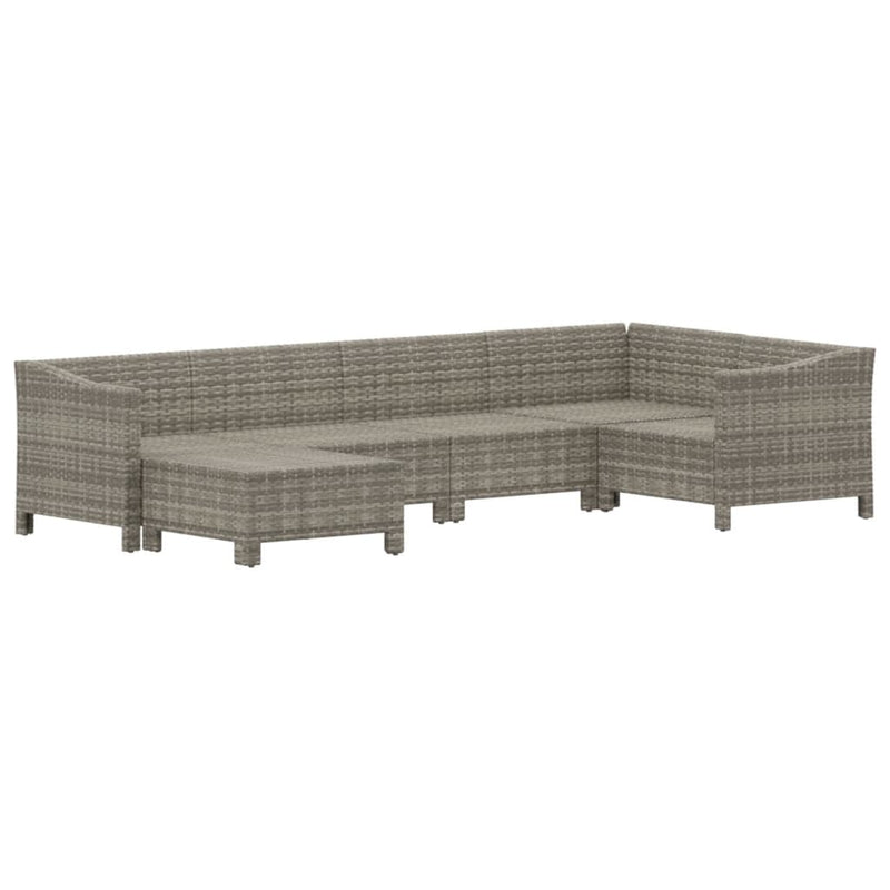 6 Piece Garden Lounge Set with Cushions Grey Poly Rattan