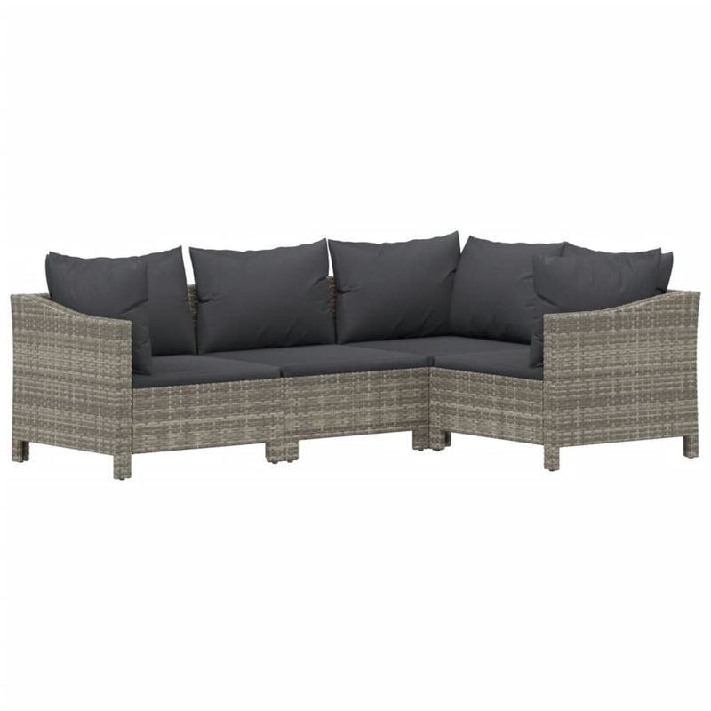 6 Piece Garden Lounge Set with Cushions Grey Poly Rattan