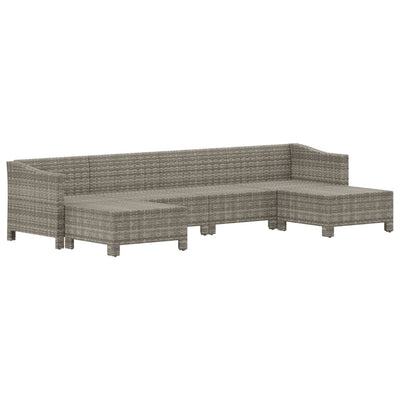 6 Piece Garden Lounge Set with Cushions Grey Poly Rattan