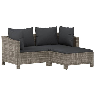 6 Piece Garden Lounge Set with Cushions Grey Poly Rattan