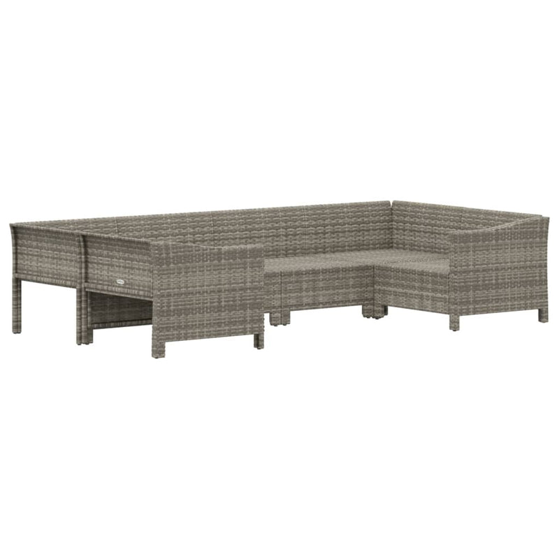 6 Piece Garden Lounge Set with Cushions Grey Poly Rattan