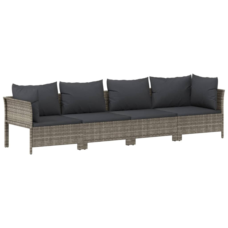 6 Piece Garden Lounge Set with Cushions Grey Poly Rattan