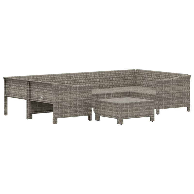 7 Piece Garden Lounge Set with Cushions Grey Poly Rattan