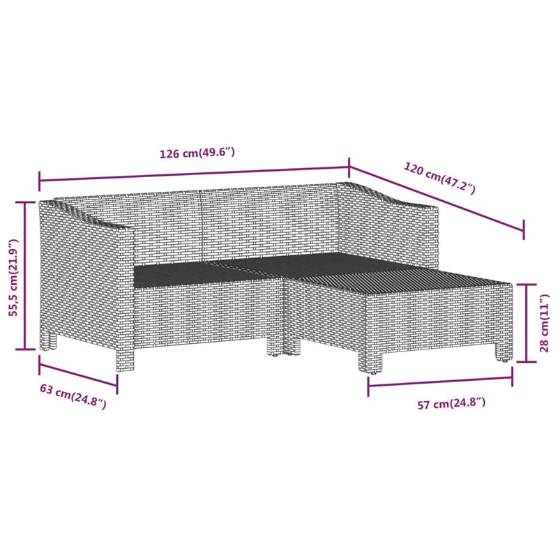 7 Piece Garden Lounge Set with Cushions Grey Poly Rattan