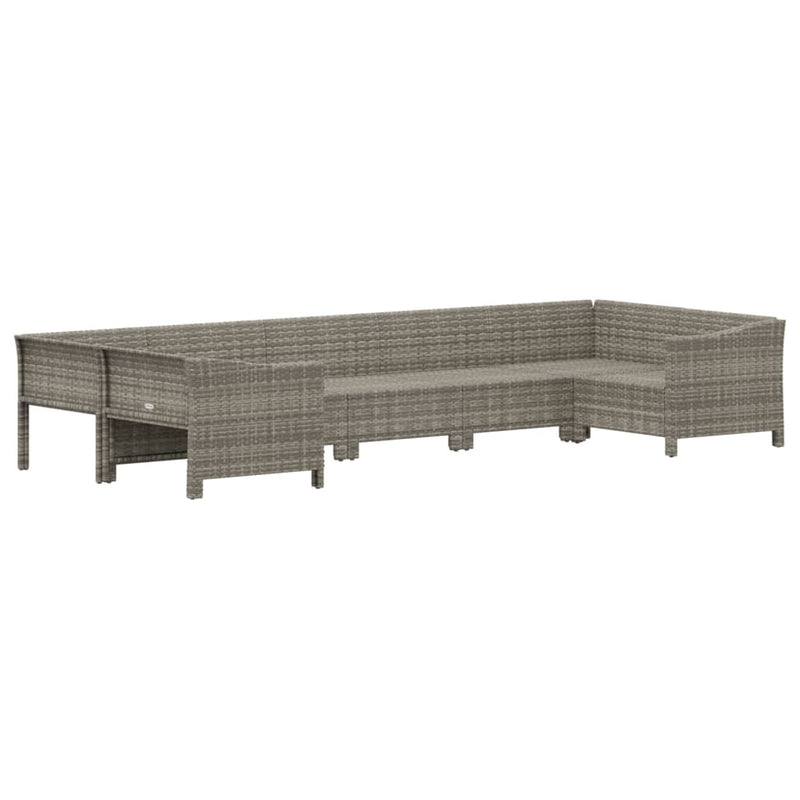 7 Piece Garden Lounge Set with Cushions Grey Poly Rattan