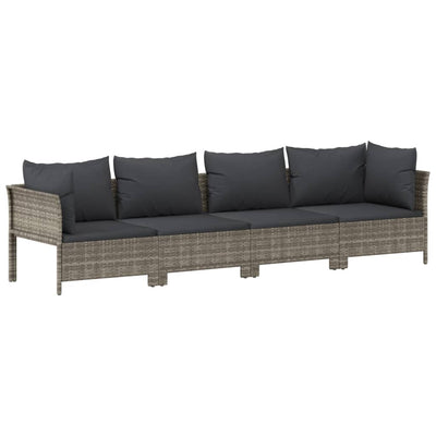 7 Piece Garden Lounge Set with Cushions Grey Poly Rattan