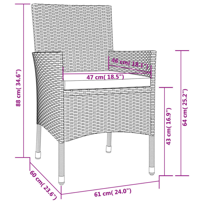 9 Piece Garden Dining Set with Cushions White Poly Rattan