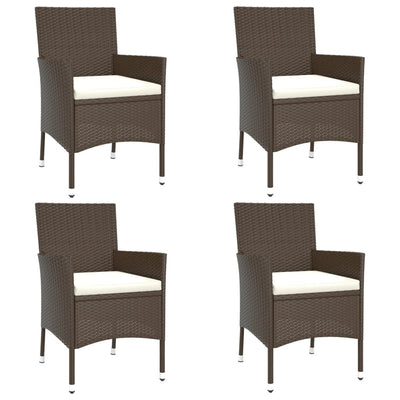 5 Piece Garden Bistro Set with Cushions Brown Poly Rattan