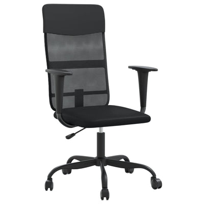 Office Chair Height Adjustable Black Mesh Fabric and Faux Leather