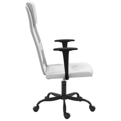 Office Chair Height Adjustable White Mesh Fabric and Faux Leather