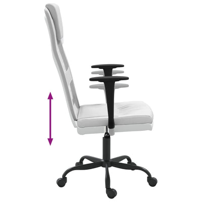 Office Chair Height Adjustable White Mesh Fabric and Faux Leather