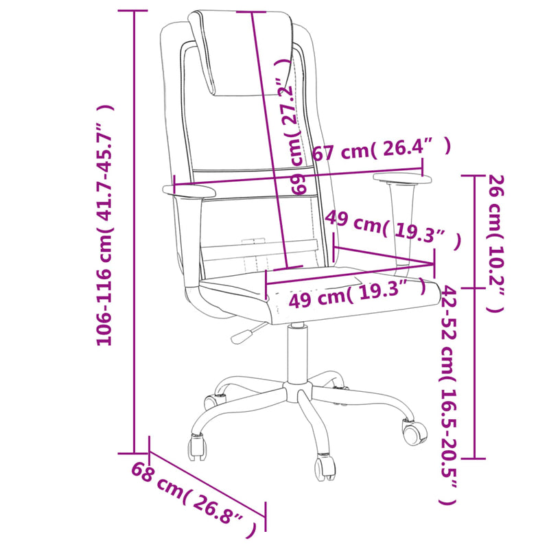 Office Chair Height Adjustable White Mesh Fabric and Faux Leather