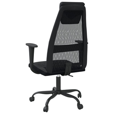 Office Chair Height Adjustable Black Mesh Fabric and Faux Leather