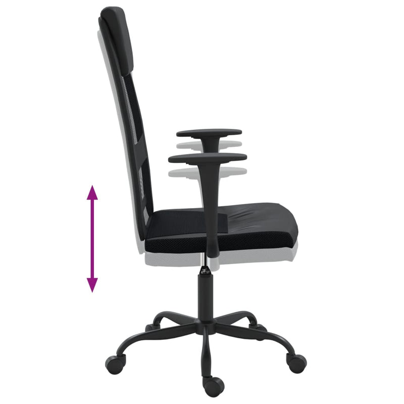 Office Chair Height Adjustable Black Mesh Fabric and Faux Leather