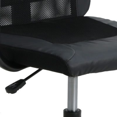 Office Chair Height Adjustable Black Mesh Fabric and Faux Leather