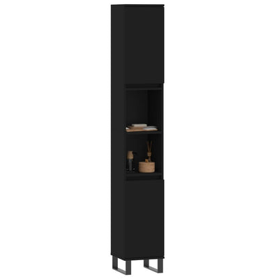 Bathroom Cabinet Black 30x30x190 cm Engineered Wood