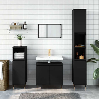 Bathroom Cabinet Black 58x33x60 cm Engineered Wood