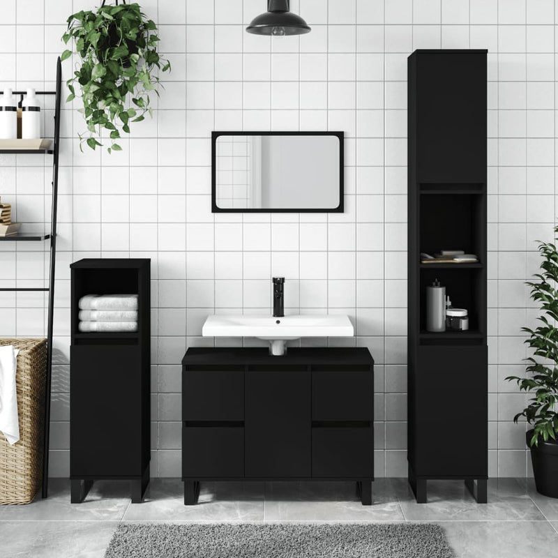 Bathroom Cabinet Black 80x33x60 cm Engineered Wood