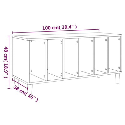 Record Cabinet White 100x38x48 cm Engineered Wood