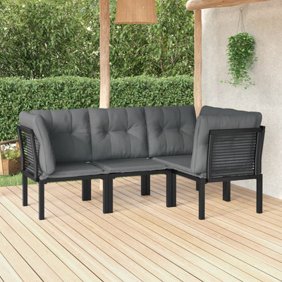 4 Piece Garden Lounge Set Black and Grey Poly Rattan