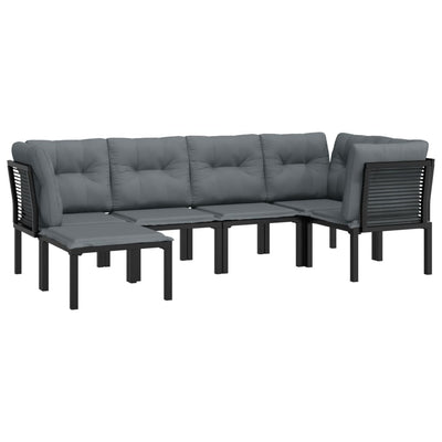 6 Piece Garden Lounge Set Black and Grey Poly Rattan