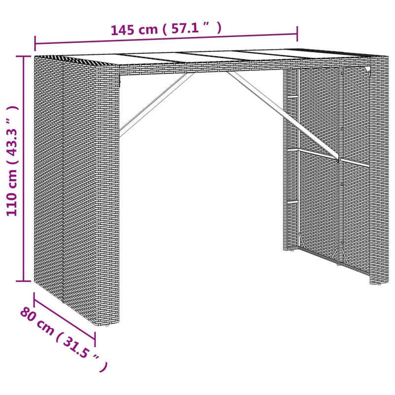 7 Piece Garden Bar Set with Cushions Grey Poly Rattan