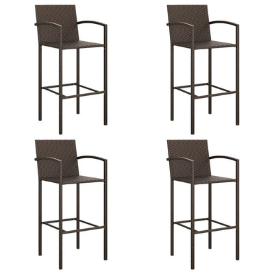 5 Piece Garden Bar Set Brown Poly Rattan