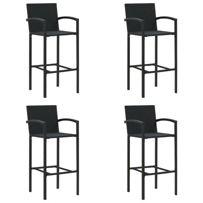 5 Piece Garden Bar Set Black Poly Rattan