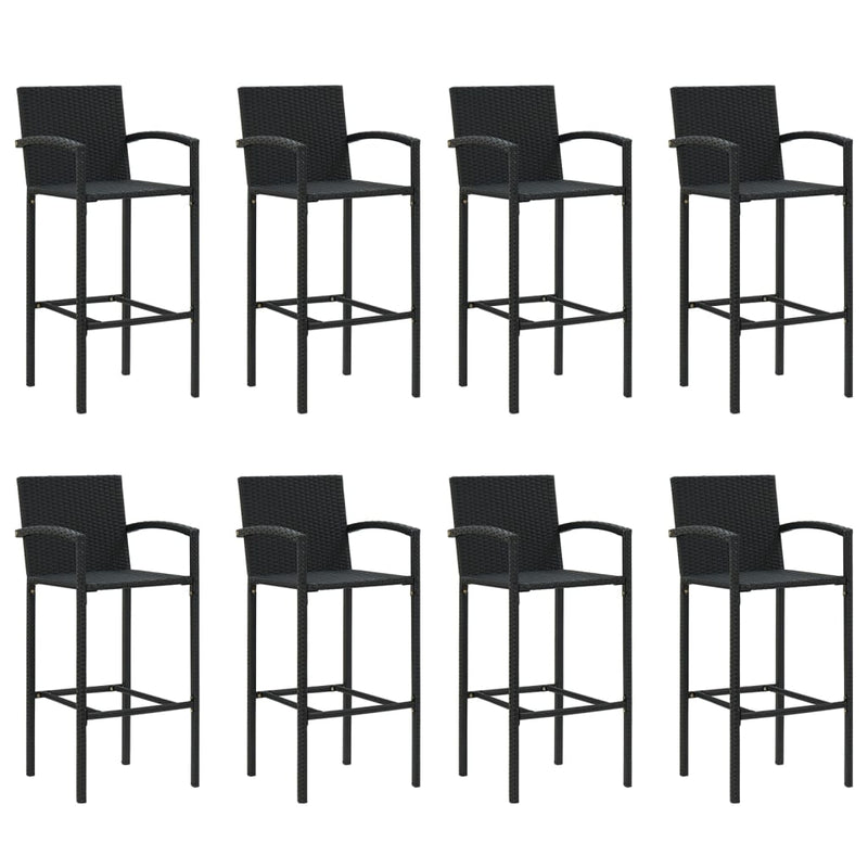 9 Piece Garden Bar Set Black Poly Rattan