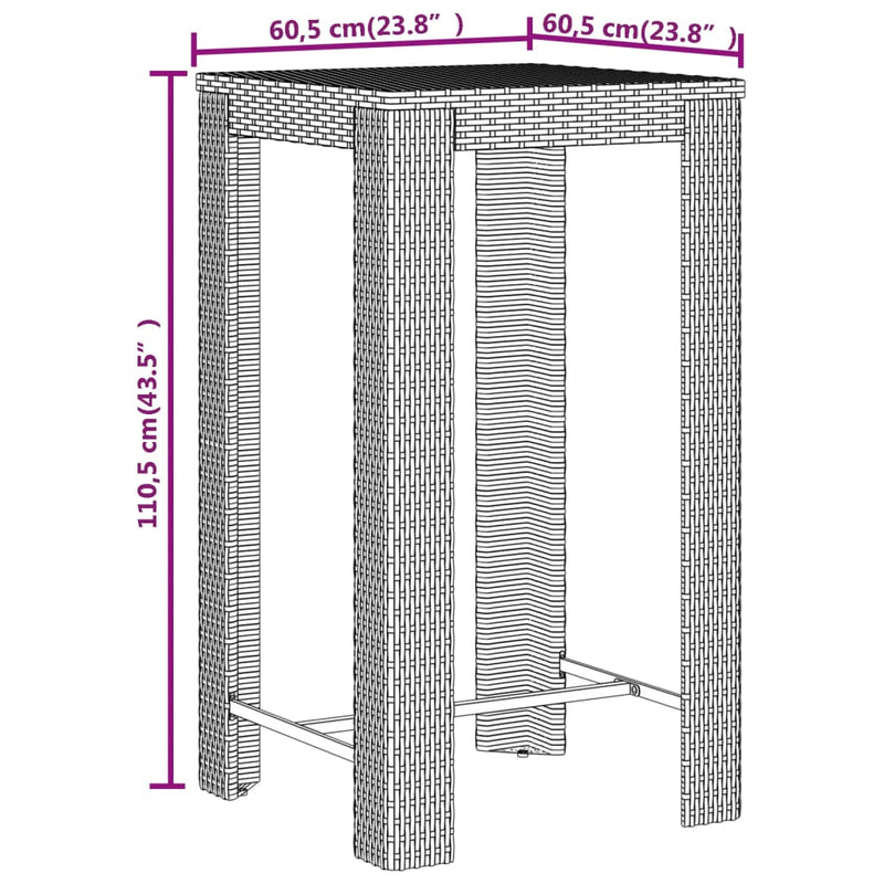 3 Piece Garden Bar Set Grey Poly Rattan&Solid Wood Acacia