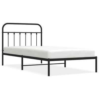 Metal Bed Frame without Mattress with Headboard Black 107x203 cm King Single