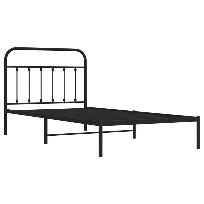 Metal Bed Frame without Mattress with Headboard Black 107x203 cm King Single