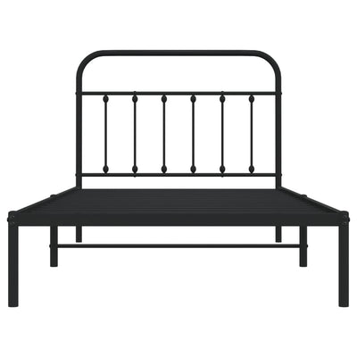 Metal Bed Frame without Mattress with Headboard Black 107x203 cm King Single