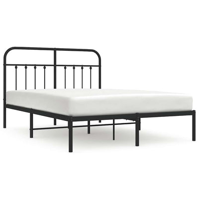 Metal Bed Frame without Mattress with Headboard Black 135x190 cm