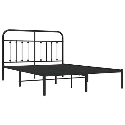 Metal Bed Frame without Mattress with Headboard Black 135x190 cm