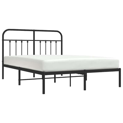 Metal Bed Frame without Mattress with Headboard Black 135x190 cm