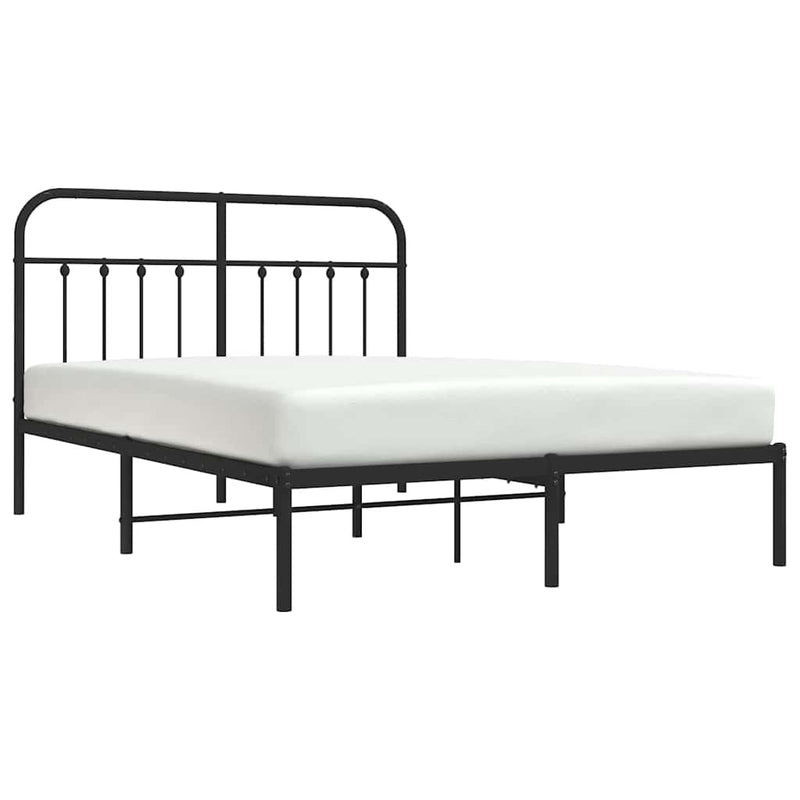 Metal Bed Frame without Mattress with Headboard Black 135x190 cm