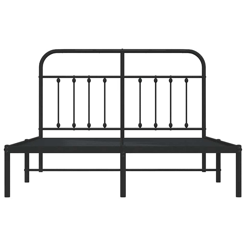 Metal Bed Frame without Mattress with Headboard Black 135x190 cm