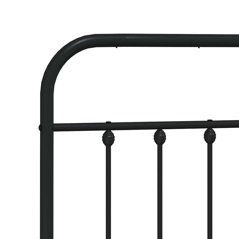 Metal Bed Frame without Mattress with Headboard Black 135x190 cm