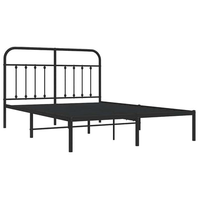 Metal Bed Frame without Mattress with Headboard Black 150x200 cm