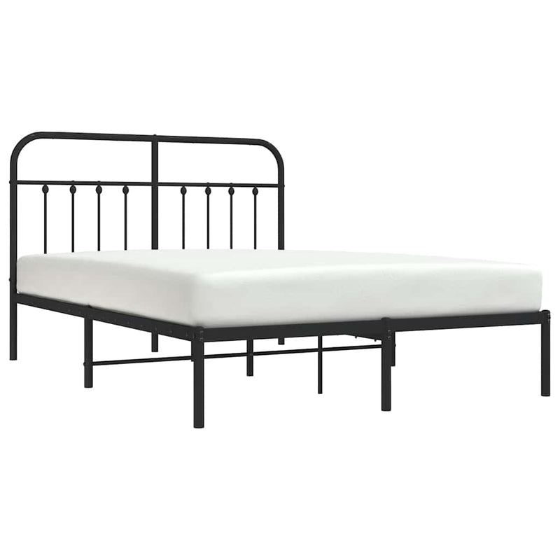 Metal Bed Frame without Mattress with Headboard Black 150x200 cm