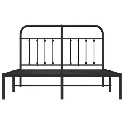 Metal Bed Frame without Mattress with Headboard Black 150x200 cm