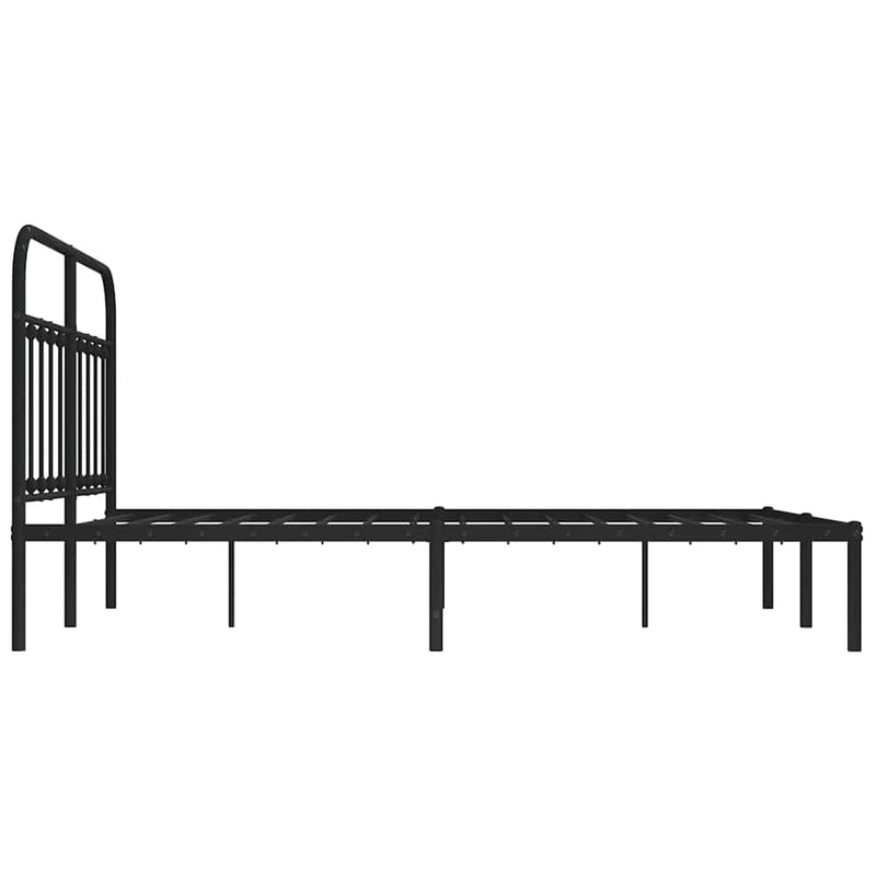 Metal Bed Frame without Mattress with Headboard Black 150x200 cm