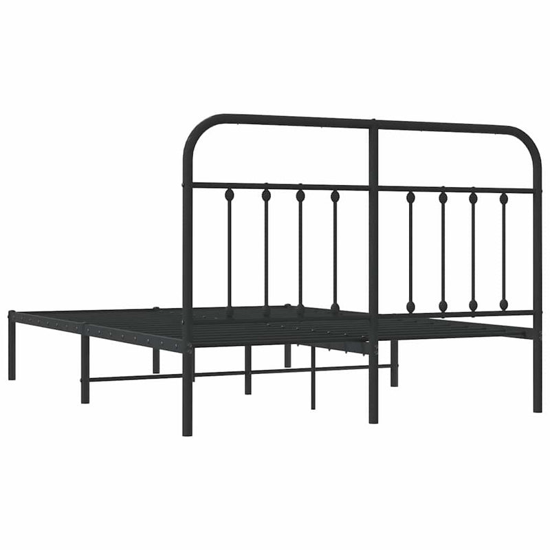 Metal Bed Frame without Mattress with Headboard Black 150x200 cm