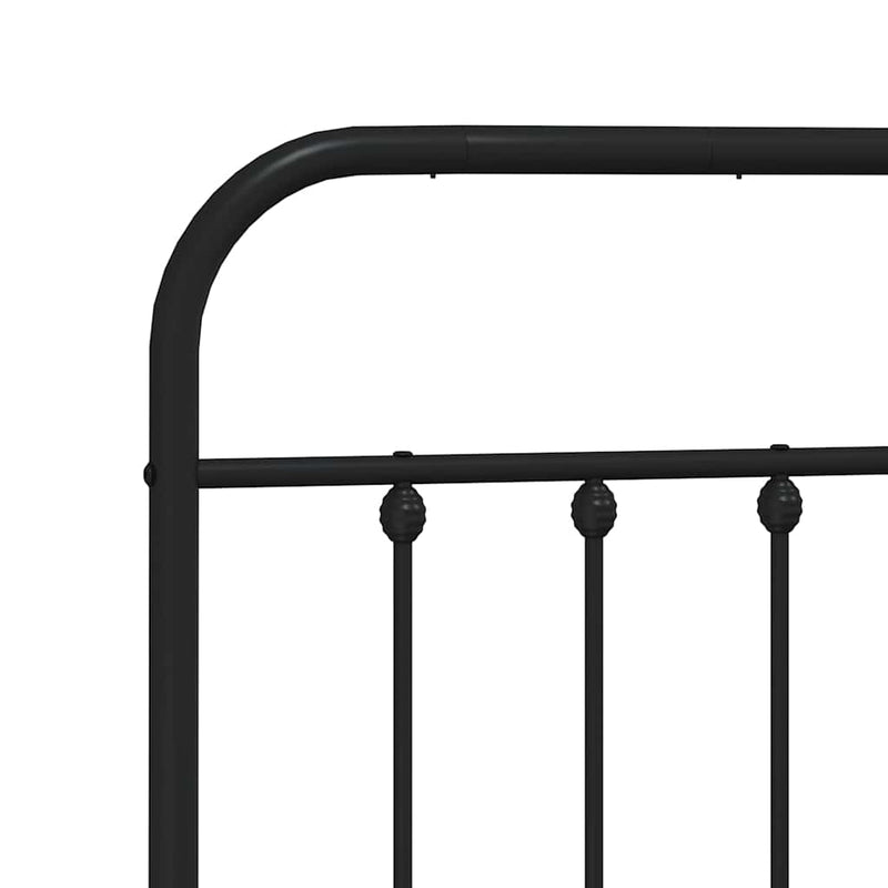 Metal Bed Frame without Mattress with Headboard Black 150x200 cm