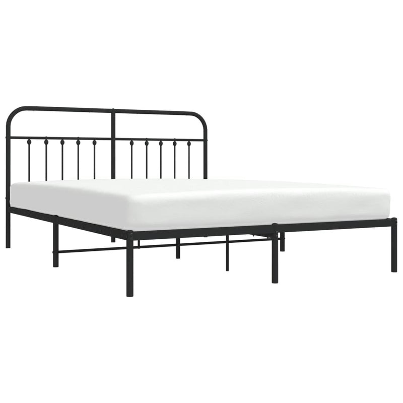 Metal Bed Frame without Mattress with Headboard Black 183x203 cm King