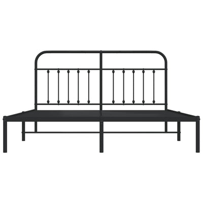 Metal Bed Frame without Mattress with Headboard Black 183x203 cm King