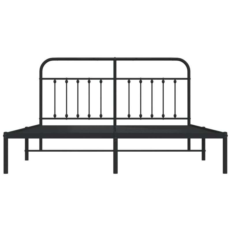 Metal Bed Frame without Mattress with Headboard Black 183x203 cm King