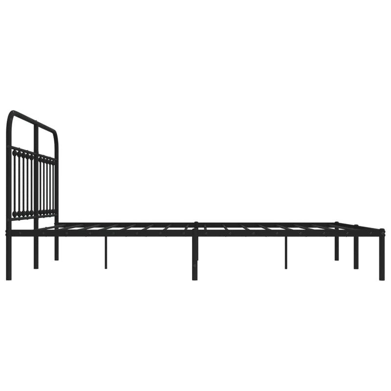 Metal Bed Frame without Mattress with Headboard Black 183x203 cm King