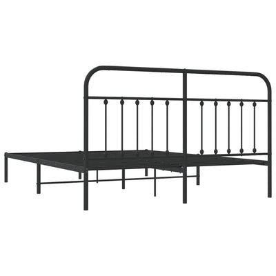 Metal Bed Frame without Mattress with Headboard Black 183x203 cm King